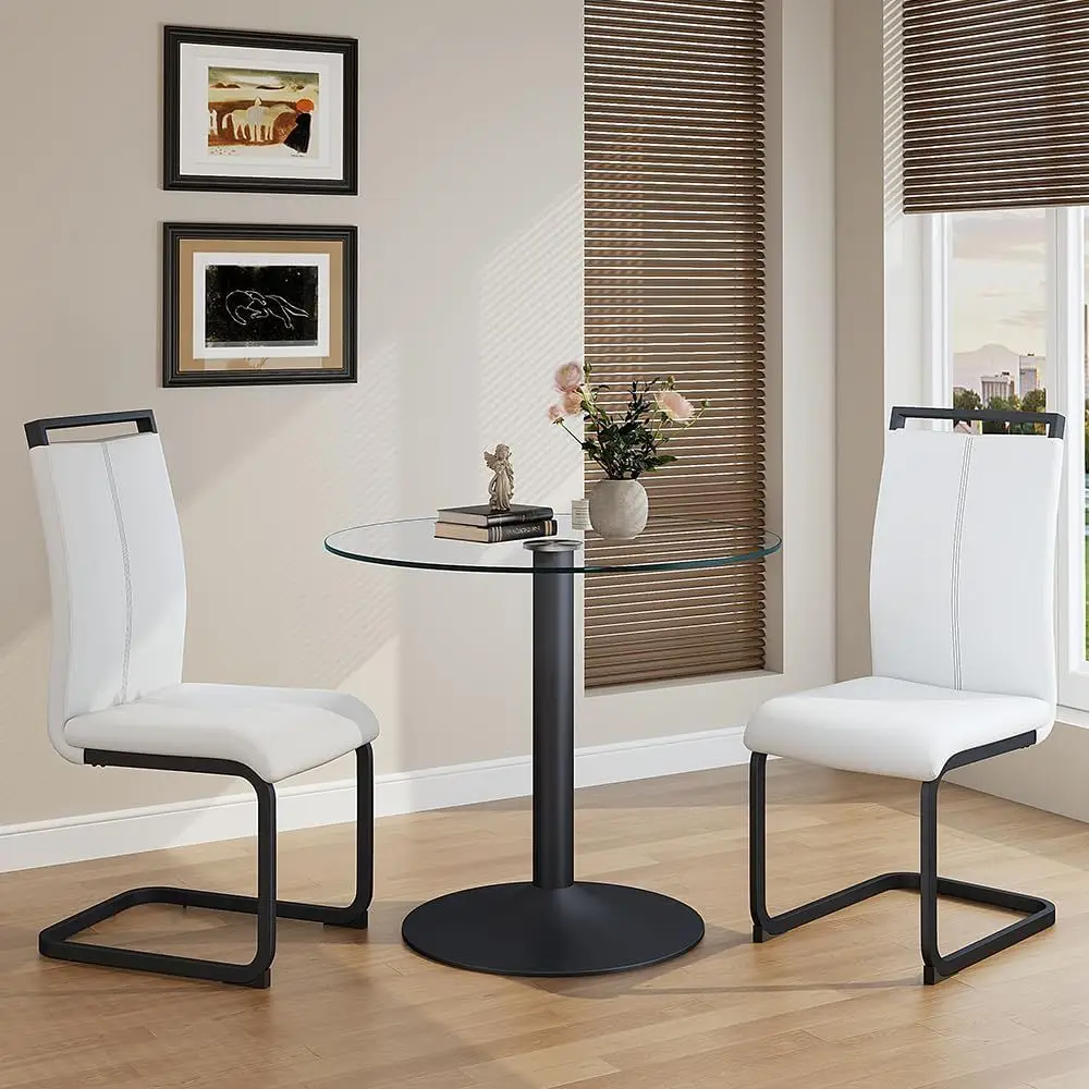 3-Piece Dining Set, 35 Round Glass Table with 2 Chairs, Compact Breakfast Nook for Kitchen or Living Room
3-Piece Dining Set, 35 Round Glass Table with 2 Chairs, Compact Breakfast Nook for Kitchen or Living Room