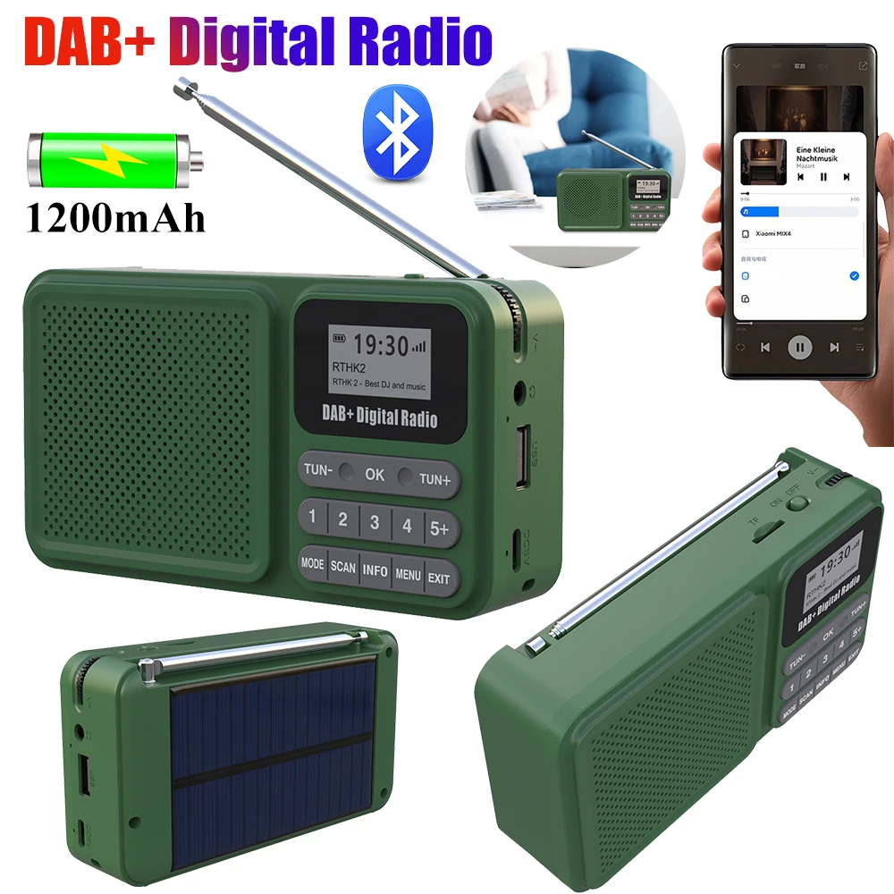 Wireless Bluetooth 5.0 DAB Digital Radio Portable LCD Display FM Radio Supports U Disk TF Card MP3 Play Loudspeaker Receiver
Wireless Bluetooth 5.0 DAB Digital Radio Portable LCD Display FM Radio Supports U Disk TF Card MP3 Play Loudspeaker Receiver