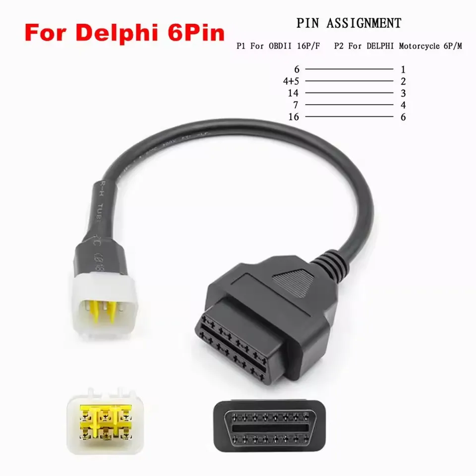 Для мотоцикла Delphi 6-контактный на 16-контактный кабель OBD2 соединительные кабели адаптер OBD диагностические разъемы удлинительный кабель 
Для мотоцикла Delphi 6-контактный на 16-контактный кабель OBD2 соединительные кабели адаптер OBD диагностические разъемы удлинительный кабель