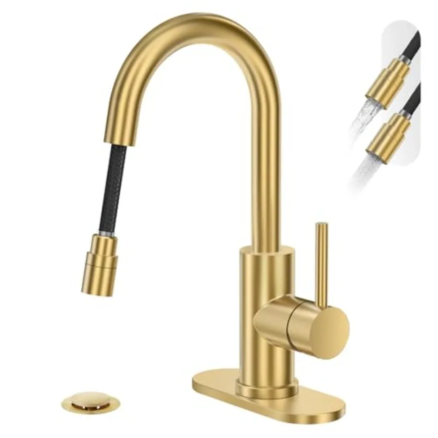 High Arc Pull-Down Bathroom Faucet Single Handle with Pull Out Sprayer and Pop-Up Drain 1 or 3 Hole 2 Model RV Bar Laundry Util
High Arc Pull-Down Bathroom Faucet Single Handle with Pull Out Sprayer and Pop-Up Drain 1 or 3 Hole 2 Model RV Bar Laundry Util