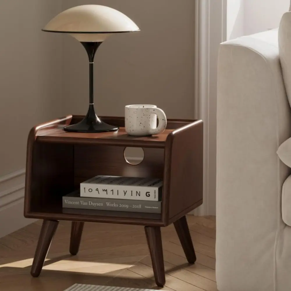 Walnut Small Open Shelf Nightstand, 15.75 High for Bedroom
Walnut Small Open Shelf Nightstand, 15.75 High for Bedroom