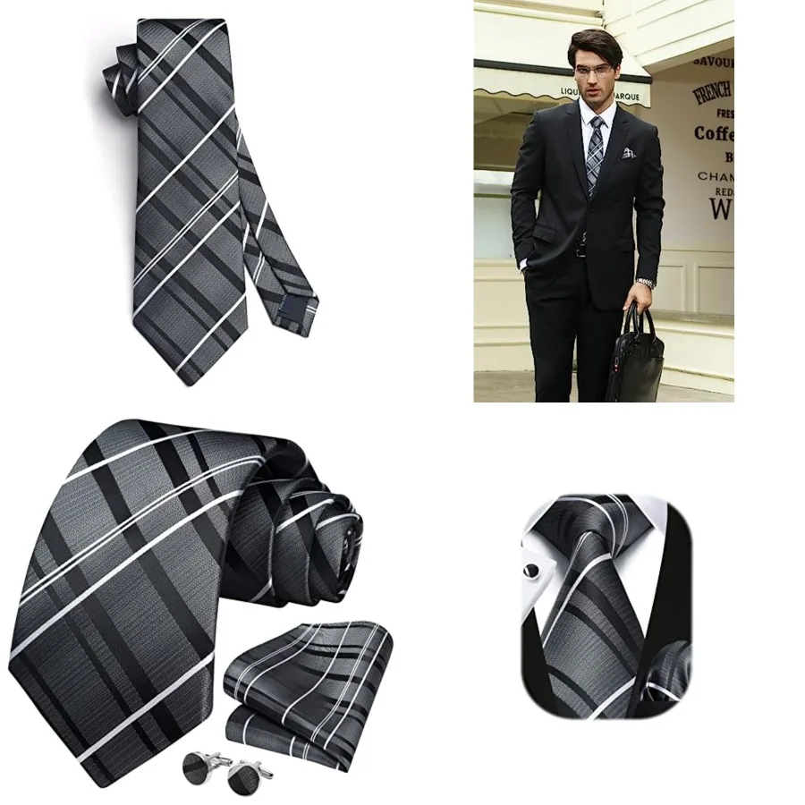 Mens Ties Set Stripe Plaid Ties for Men and Pocket Square Cufflinks Formal Silk Necktie Wedding Business,01-gray1
Mens Ties Set Stripe Plaid Ties for Men and Pocket Square Cufflinks Formal Silk Necktie Wedding Business,01-gray1