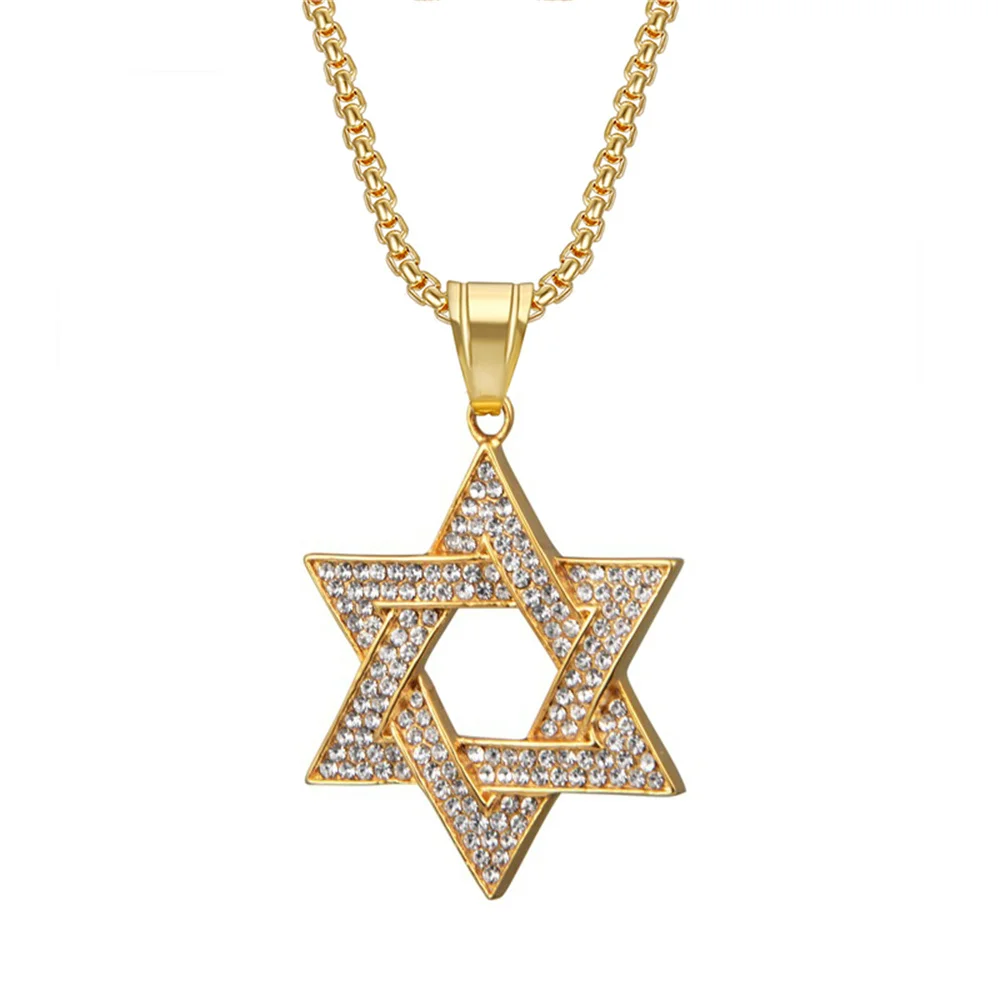 Hip Hop Iced Out Star of David Pendants Male Gold Color Stainless Steel Hexagram Necklace for Men Religious Jewish Jewelry Gift
Hip Hop Iced Out Star of David Pendants Male Gold Color Stainless Steel Hexagram Necklace for Men Religious Jewish Jewelry Gift