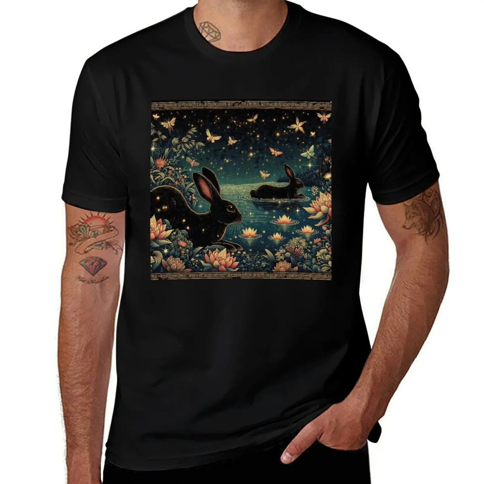 Black Bunnies Crossing The River T-Shirt Trendy Print Short Sleeve T-Shirt
Black Bunnies Crossing The River T-Shirt Trendy Print Short Sleeve T-Shirt