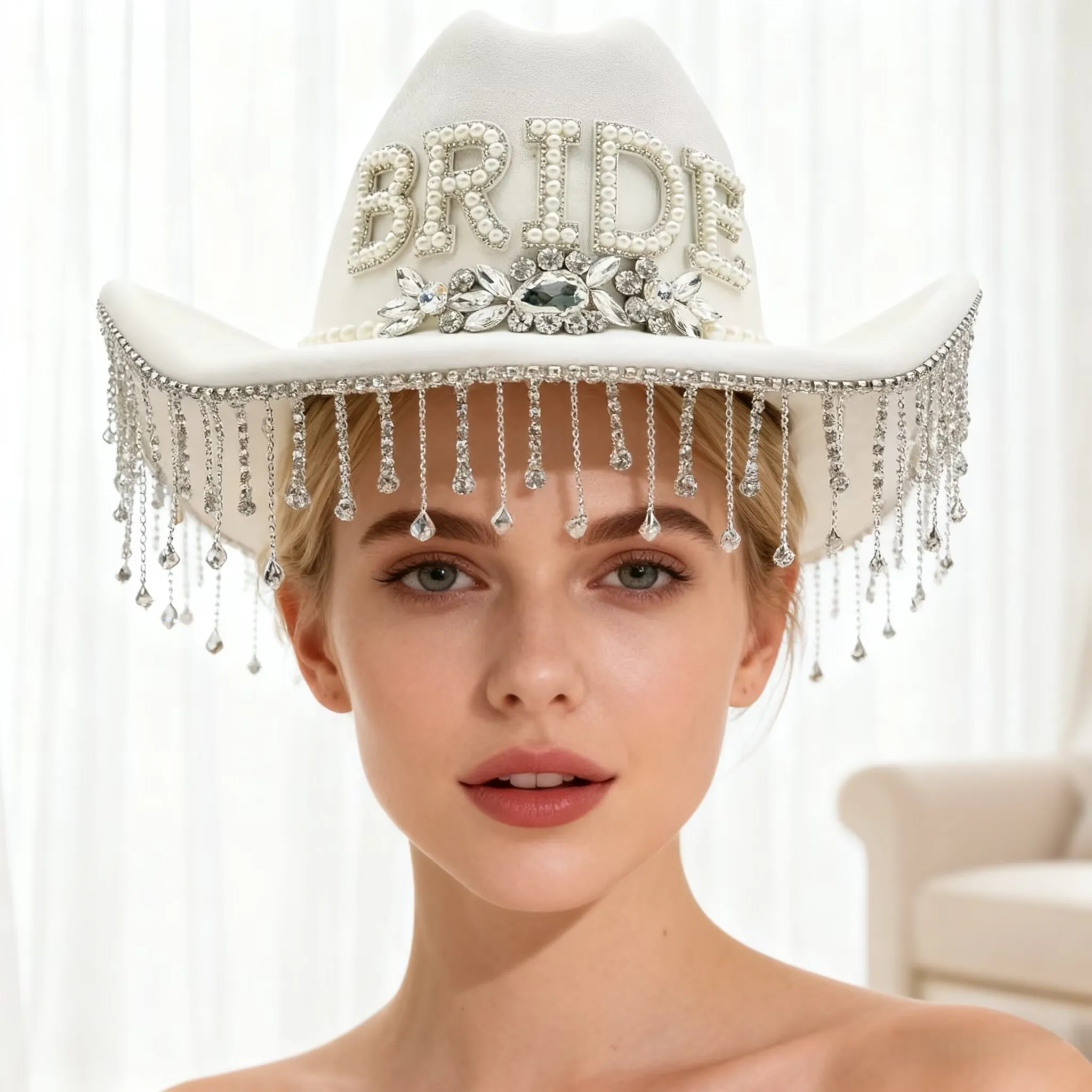 HongLuan White Wedding Costume Hat Adult, Cowboy Hats Rhinestone for Woman, Cowboy Cosplay Female Accessories & Cowgirl Cap
HongLuan White Wedding Costume Hat Adult, Cowboy Hats Rhinestone for Woman, Cowboy Cosplay Female Accessories & Cowgirl Cap