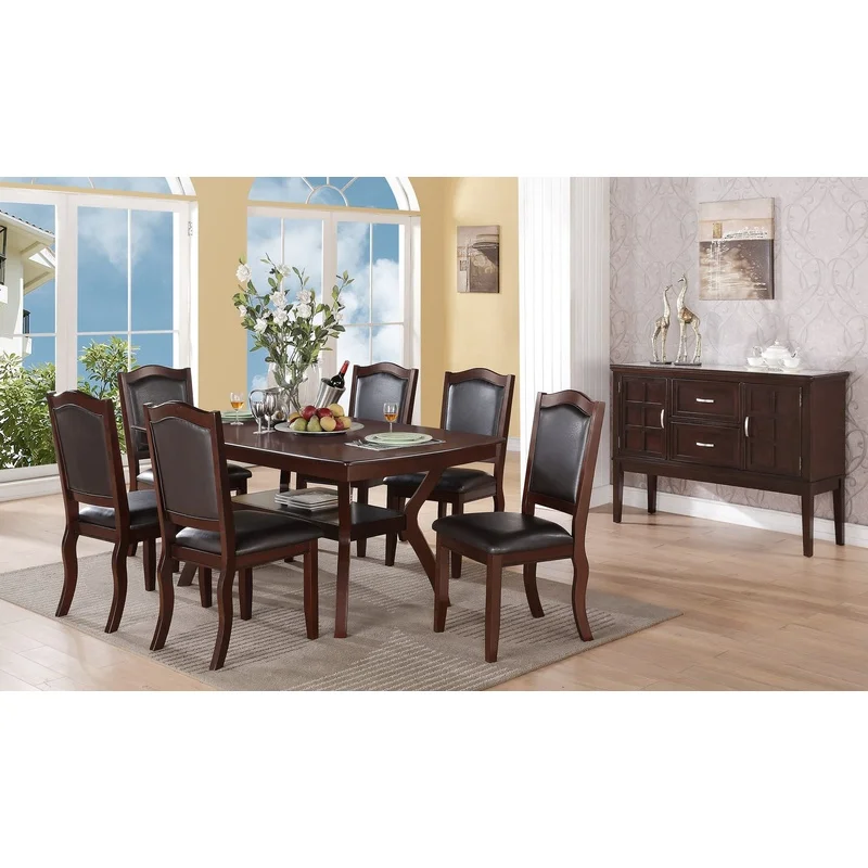 Espresso Solid Wood Dining Table with Shelf and 6 Side Chairs Set
Espresso Solid Wood Dining Table with Shelf and 6 Side Chairs Set