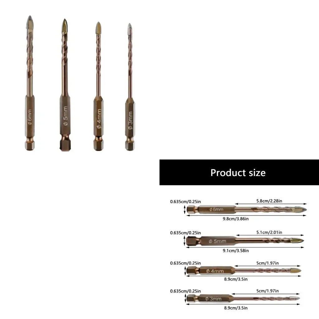 652F 4Pcs Spirals Wall Drill Bit Twist Drill Bit For Brickwork Concrete Application
652F 4Pcs Spirals Wall Drill Bit Twist Drill Bit For Brickwork Concrete Application