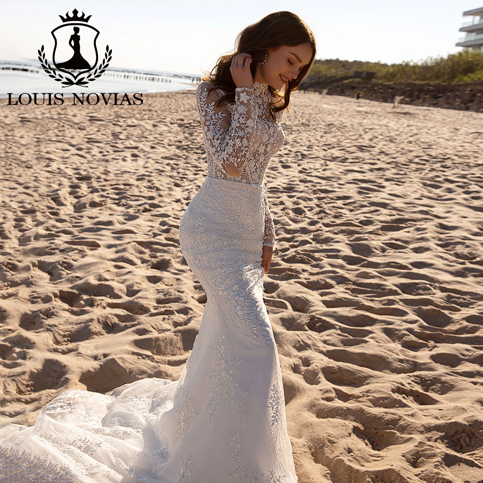 LOUIS NOVIAS свадебное платье русалки с длинными рукавами и лямкой на шее, полупрозрачное свадебное платье с вышивкой и блестками, Vestidos De Novia
LOUIS NOVIAS свадебное платье русалки с длинными рукавами и лямкой на шее, полупрозрачное свадебное платье с вышивкой и блестками, Vestidos De Novia