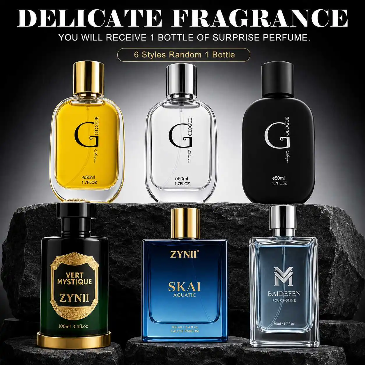 1PACK Men's Surprise Perfume | 3.38oz/ 1.69oz | Randomly Send One Bottle Of 6 Fragrances: Citrus, Woody, Marine, And Floral. You Will Receive A Bottle Of Surprise Perfume | Unboxing Surprise, Different Mood Every Day, Perfect Gift for Your
1PACK Men's Surprise Perfume | 3.38oz/ 1.69oz | Randomly Send One Bottle Of 6 Fragrances: Citrus, Woody, Marine, And Floral. You Will Receive A Bottle Of Surprise Perfume | Unboxing Surprise, Different Mood Every Day, Perfect Gift for Your