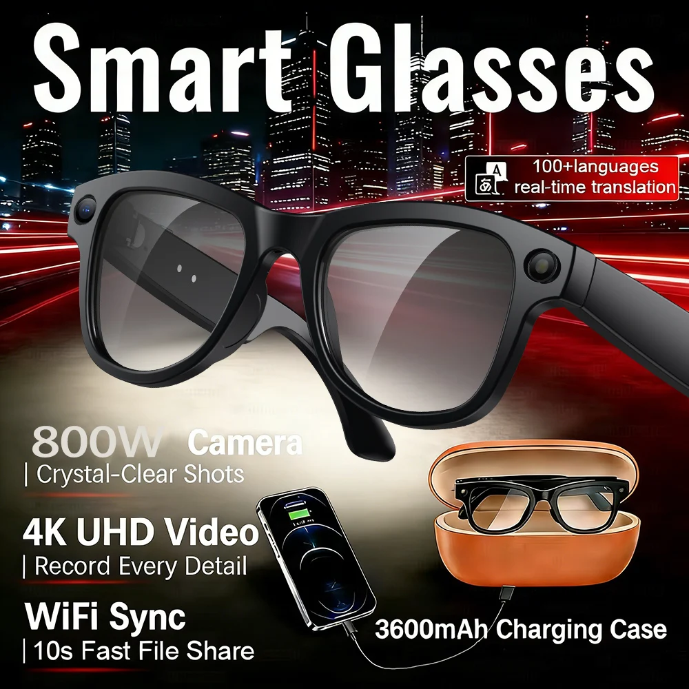 Умные очки 800W AI с камерой, голосовым управлением, переводом через Chat GPT, Wi-Fi передачей, записью видео 1200P HD и зарядным кейсом 3600 мАч
Умные очки 800W AI с камерой, голосовым управлением, переводом через Chat GPT, Wi-Fi передачей, записью видео 1200P HD и зарядным кейсом 3600 мАч