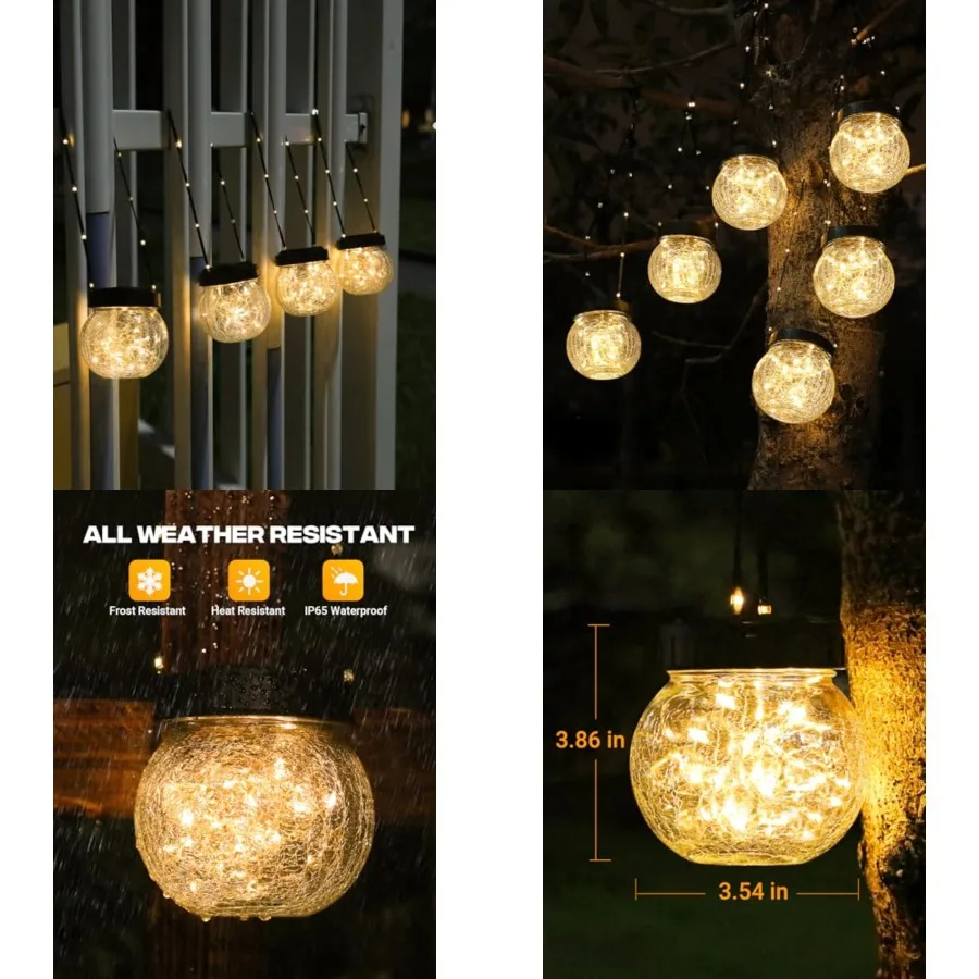 Solar Lanterns Solar Lights Outdoor Waterproof, Solar Powered Hanging Lights Cracked Glass Hanging Globes for Christmas Decorat
Solar Lanterns Solar Lights Outdoor Waterproof, Solar Powered Hanging Lights Cracked Glass Hanging Globes for Christmas Decorat