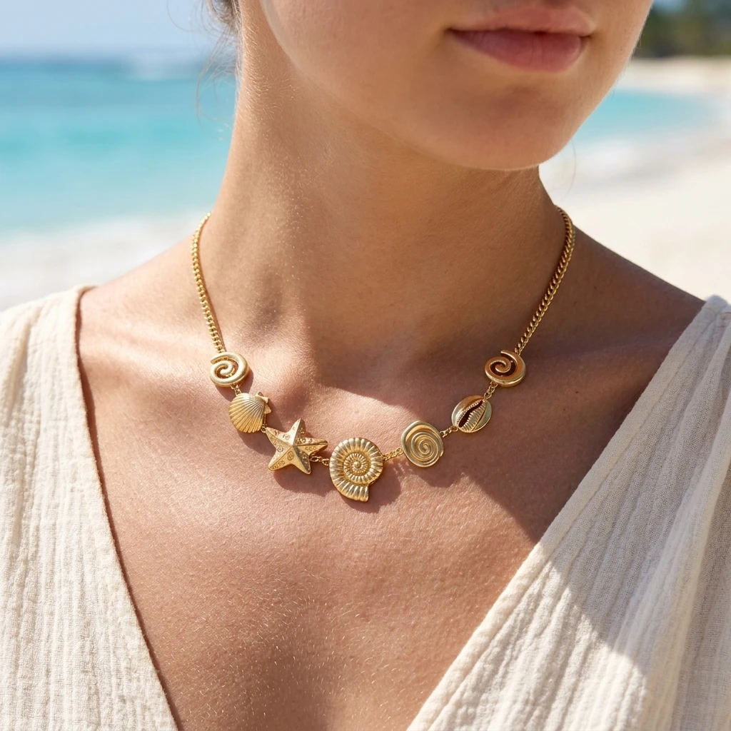 Bohemian Starfish Shell Conch Clavicle Necklace for Women Unique Sea Star Gold Plated Choker Chain Beach Party Jewelry Gift
Bohemian Starfish Shell Conch Clavicle Necklace for Women Unique Sea Star Gold Plated Choker Chain Beach Party Jewelry Gift