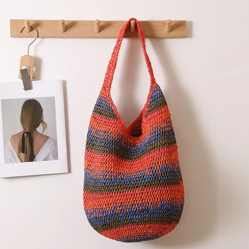 Летняя красочная полосатая сумка-тоут-хобо, мягкая вязаная крючком пляжная сумка на плечо, дорожная вязаная тканая соломенная сумка для женщин, сумки-ведра
Летняя красочная полосатая сумка-тоут-хобо, мягкая вязаная крючком пляжная сумка на плечо, дорожная вязаная тканая соломенная сумка для женщин, сумки-ведра