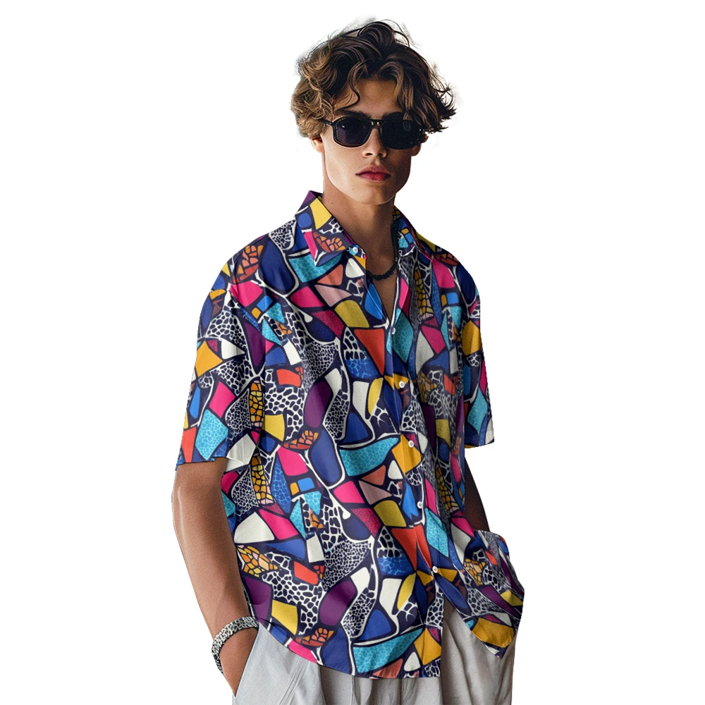 2025 Summer New Fashion Men's Shirt Regular Fit Men's Abstract Illusion Art Pattern Short Sleeve Casual Lapel Button Shirt
2025 Summer New Fashion Men's Shirt Regular Fit Men's Abstract Illusion Art Pattern Short Sleeve Casual Lapel Button Shirt