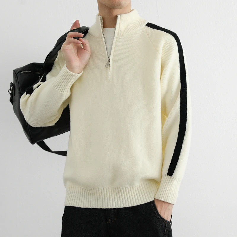 High Quali Men's Knitted Sweater Pure Color Loose Fit Overhead Autumn Winter Warm Top Faionable Brand Polyester Fiber
High Quali Men's Knitted Sweater Pure Color Loose Fit Overhead Autumn Winter Warm Top Faionable Brand Polyester Fiber