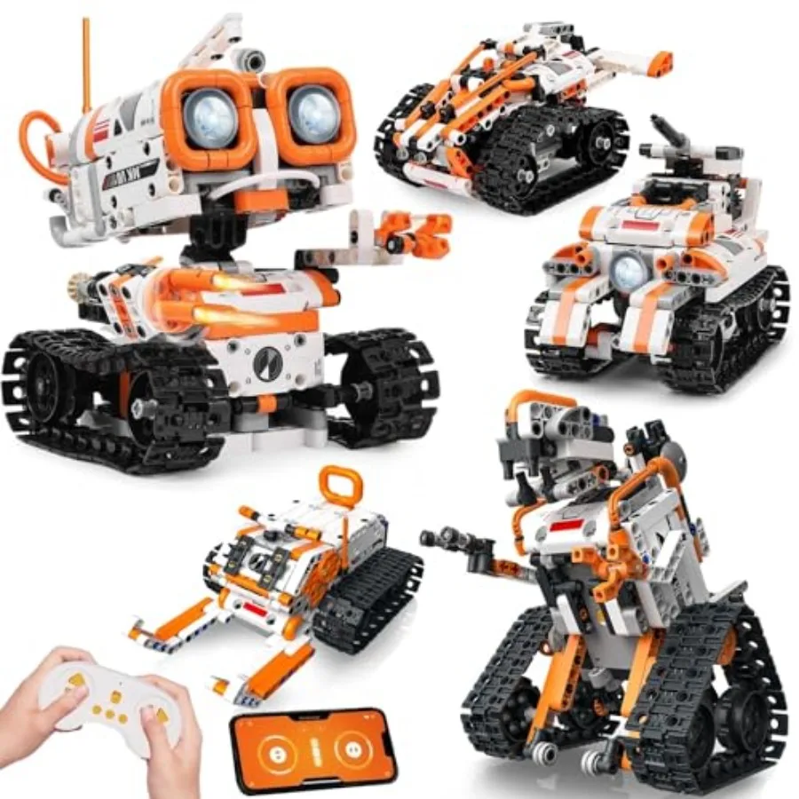 STEM Robotics Kit for Ages 6+, 5-in-1 Remote/APP Control Coding Robot, ABS Plastic, Blue/Gray, Reusable Modular Design Step-by-
STEM Robotics Kit for Ages 6+, 5-in-1 Remote/APP Control Coding Robot, ABS Plastic, Blue/Gray, Reusable Modular Design Step-by-
