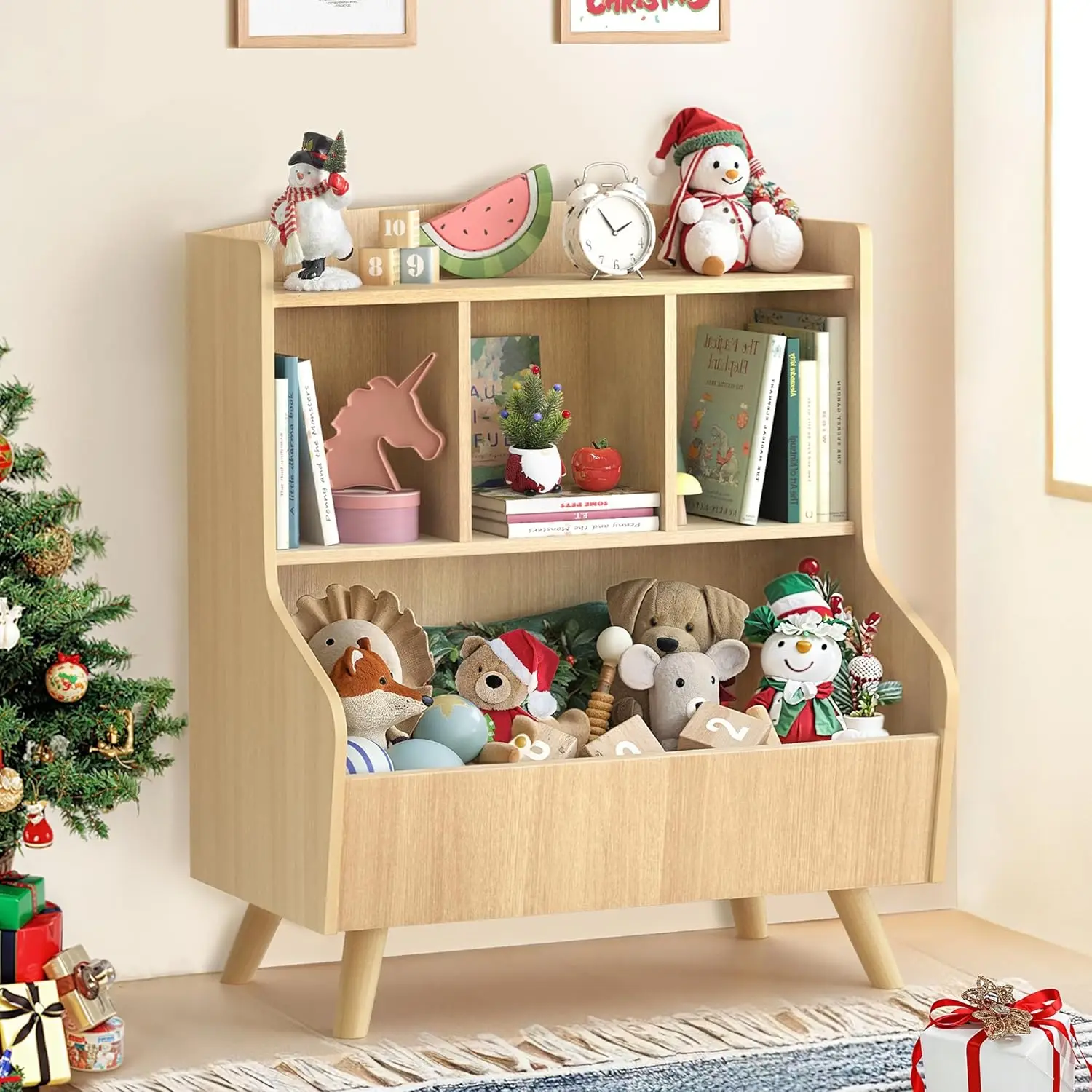 Kids Bookshelf and Toy Storage, 3-Tier Wooden Bookcase, Baby Book and Toy Storage Display Organizer with Spacious Top Shelf
Kids Bookshelf and Toy Storage, 3-Tier Wooden Bookcase, Baby Book and Toy Storage Display Organizer with Spacious Top Shelf