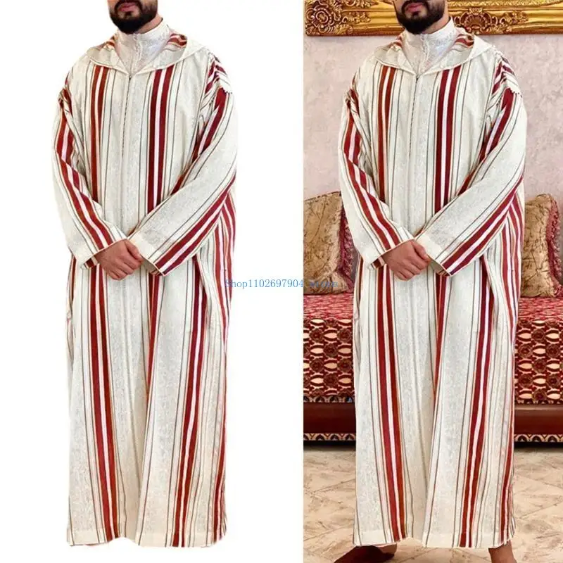 N7YF Lapel Muslim Mens Long Sleeve Thobe Middle East Saudi Arab Kaftan Islamic Abaya Dress Dubai Robes with Striped Pattern
N7YF Lapel Muslim Mens Long Sleeve Thobe Middle East Saudi Arab Kaftan Islamic Abaya Dress Dubai Robes with Striped Pattern