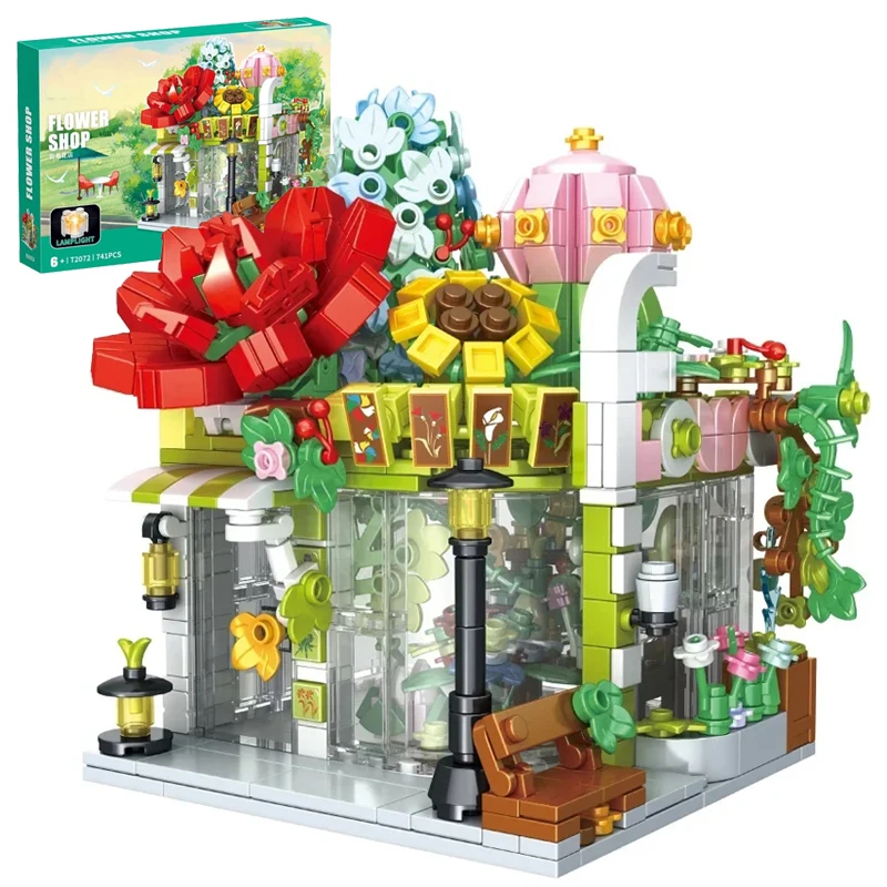 741 шт. MOC цветочный магазин, строительные блоки, модель города, вид на улицу, набор строительных кирпичей, светодиодные фонари, детская 3D-головоломка, развивающая игрушка в подарок
741 шт. MOC цветочный магазин, строительные блоки, модель города, вид на улицу, набор строительных кирпичей, светодиодные фонари, детская 3D-головоломка, развивающая игрушка в подарок