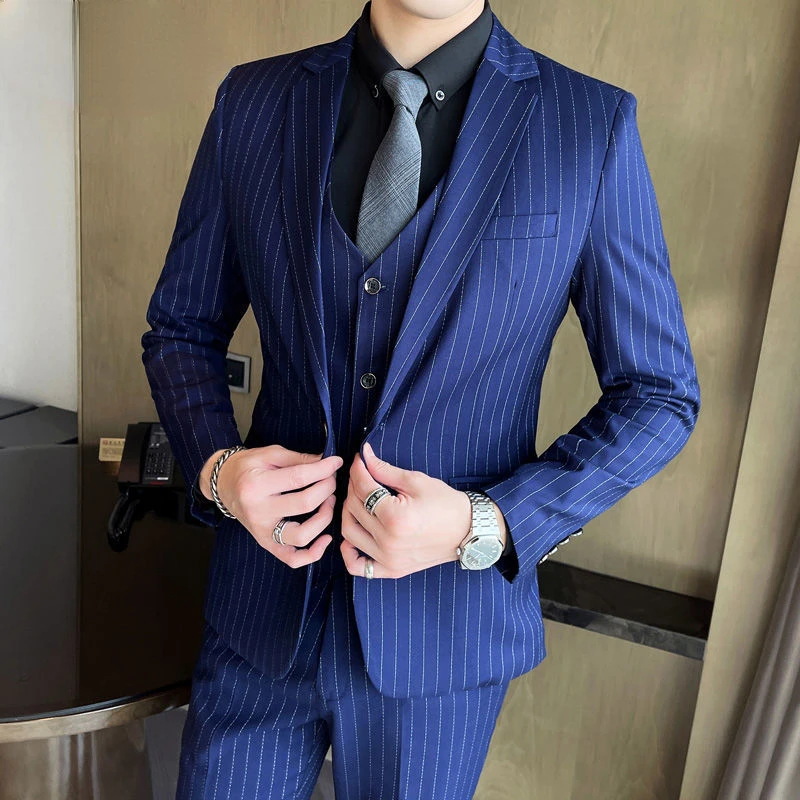 Mens Suits 2 Pieces Set Blazers Vintage Handsome High Quality Single Breasted Stripe Solid Slim Fit Wedding Groom Men Pants B16
Mens Suits 2 Pieces Set Blazers Vintage Handsome High Quality Single Breasted Stripe Solid Slim Fit Wedding Groom Men Pants B16