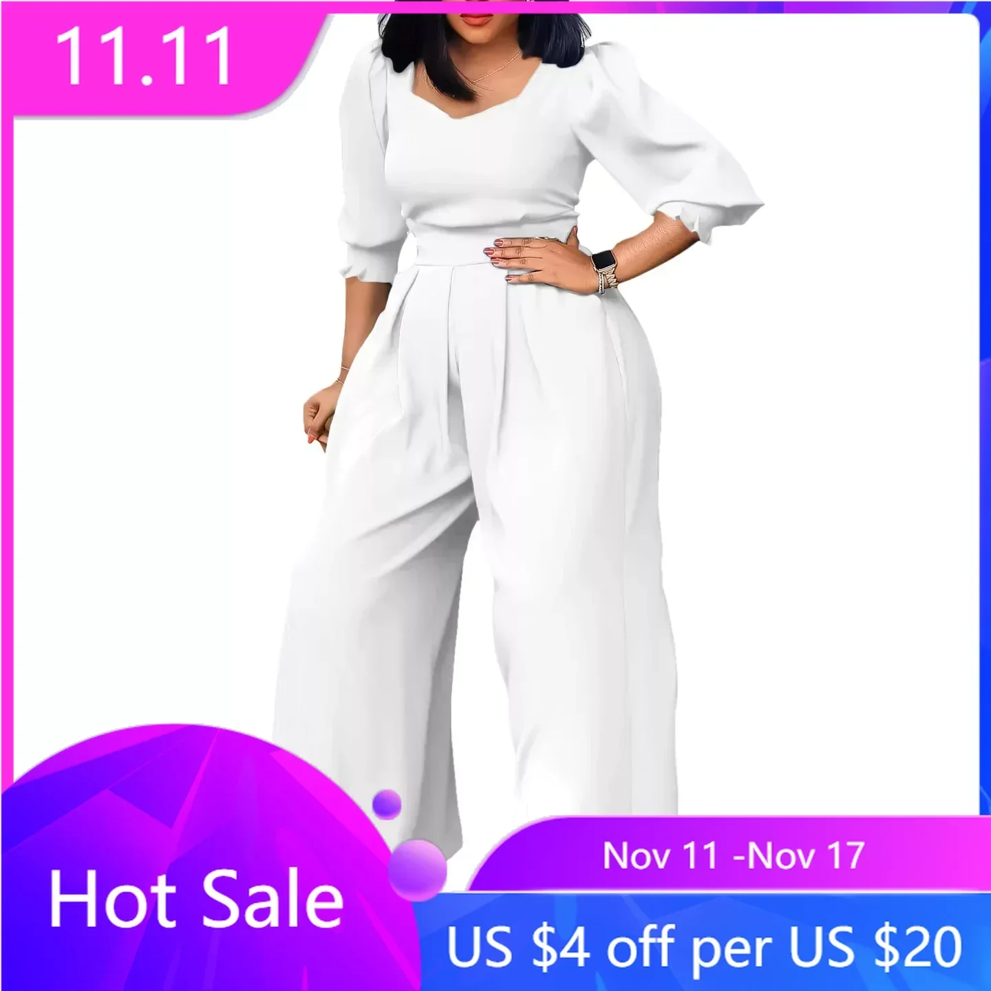 Blue White Red Black African Clothes for Women Outfits Loose Jumpsuit Fashion Streetwear 3/4 Sleeve Polyester Wide Leg Jumpsuit
Blue White Red Black African Clothes for Women Outfits Loose Jumpsuit Fashion Streetwear 3/4 Sleeve Polyester Wide Leg Jumpsuit