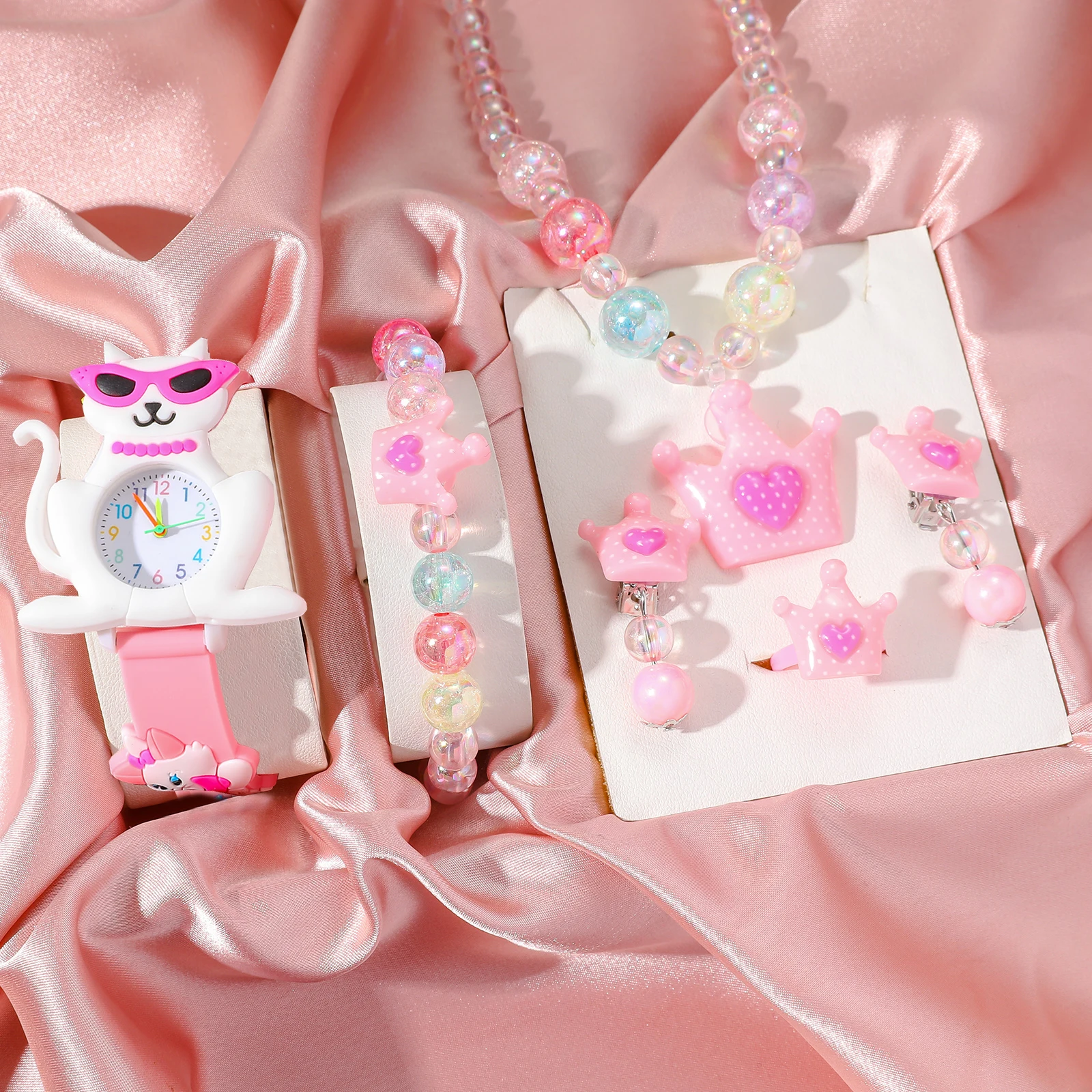 Fashionable Cat Silicone Strap Quartz Watch with Colored Pointer Six-Piece Set, Suitable for Christmas and Halloween Gift Giving
Fashionable Cat Silicone Strap Quartz Watch with Colored Pointer Six-Piece Set, Suitable for Christmas and Halloween Gift Giving