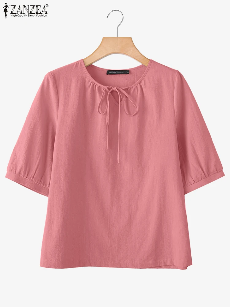ZANZEA Woman Everyday Casual Blouses 2025 Summer Short Puff Sleeve Lace-Up V-Neck Blusas Mujer Cotton Linen Solid Color Tops
ZANZEA Woman Everyday Casual Blouses 2025 Summer Short Puff Sleeve Lace-Up V-Neck Blusas Mujer Cotton Linen Solid Color Tops
