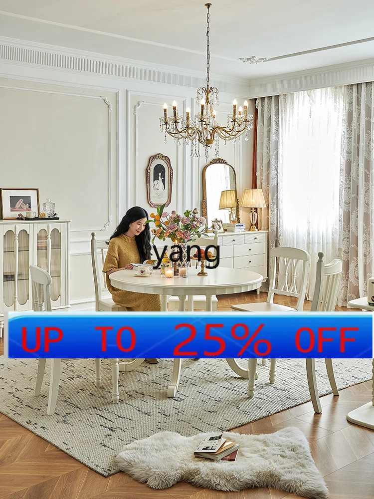 Lmm cream style all solid wood round dining table white round dining room table and chairs
Lmm cream style all solid wood round dining table white round dining room table and chairs