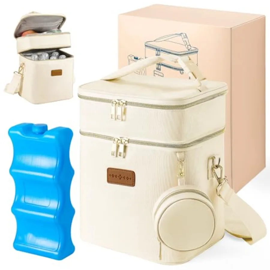 Breastmilk Cooler Bag with Ice Pack and Pacifier Case, Large Double Layer Insulated Baby Bottle Cooler Fits 6 Bottles, Breast P
Breastmilk Cooler Bag with Ice Pack and Pacifier Case, Large Double Layer Insulated Baby Bottle Cooler Fits 6 Bottles, Breast P
