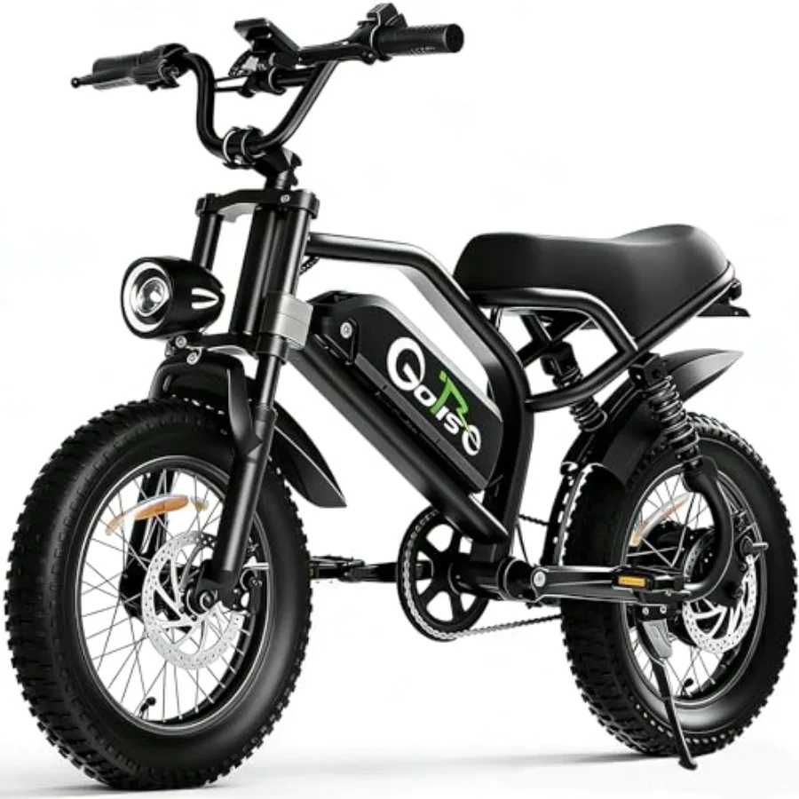 All-terrain electric bike for mountains snow sand: 16 fat tire aluminum alloy frame matte black finish 1500W peak power 65-mile
All-terrain electric bike for mountains snow sand: 16 fat tire aluminum alloy frame matte black finish 1500W peak power 65-mile