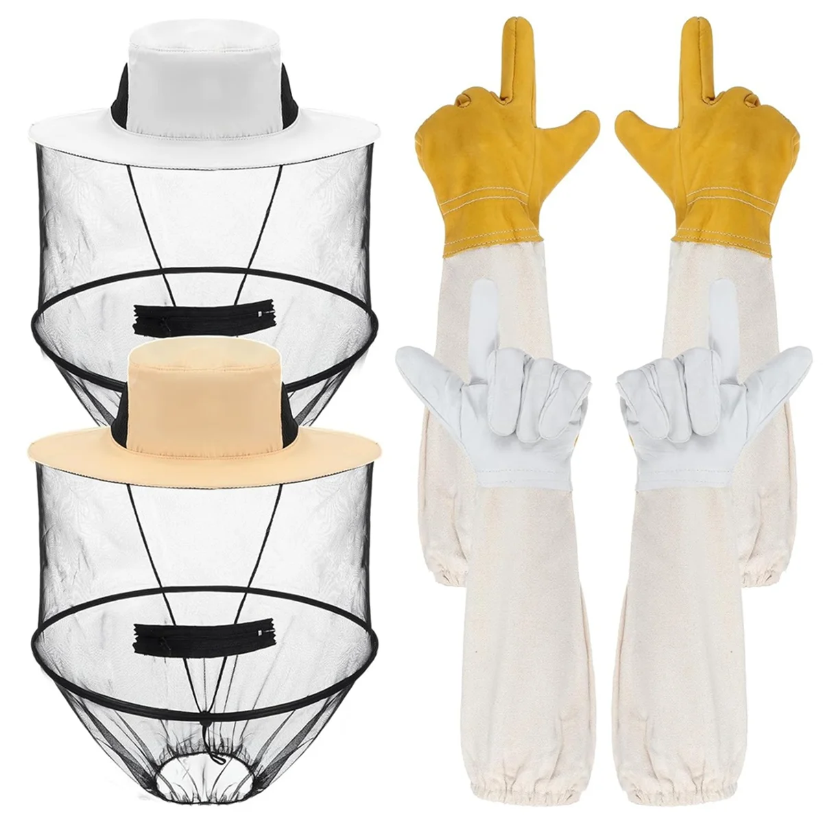 Beekeeping Gloves Hats Set 2 Pack Beekeeping Fencing Veil Mosquito Hats Netting Sun Net Hat with Hidden Net Mesh Mask
Beekeeping Gloves Hats Set 2 Pack Beekeeping Fencing Veil Mosquito Hats Netting Sun Net Hat with Hidden Net Mesh Mask