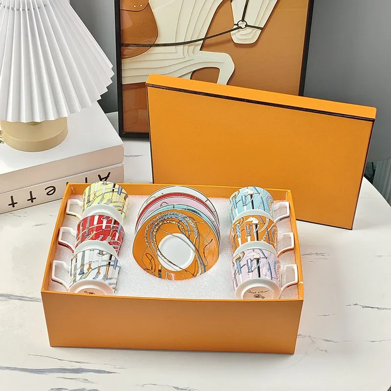 Home light luxury bone china cup and plate set, European popular style, colorful scepter, espresso cup and plate
Home light luxury bone china cup and plate set, European popular style, colorful scepter, espresso cup and plate