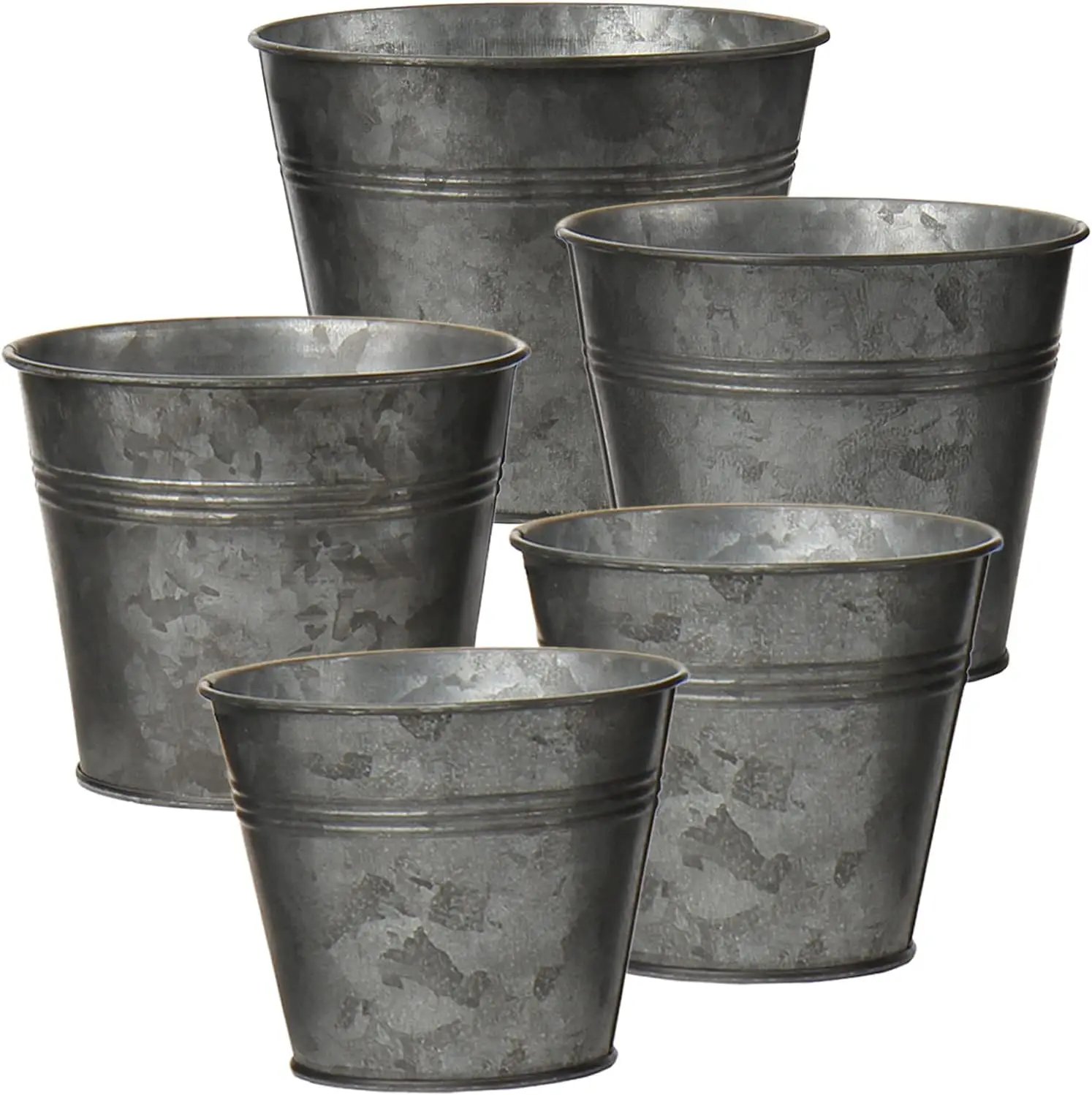 Galvanized Planters Set of 5 with Rustic Farmhouse Look for Indoor Outdoor Flower Pots
Galvanized Planters Set of 5 with Rustic Farmhouse Look for Indoor Outdoor Flower Pots