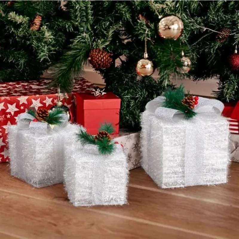 3pcs White Gift Box Set 7-6-5in Christmas Decoration Gift Box Ornament for Garden Home Holiday Party Decor
3pcs White Gift Box Set 7-6-5in Christmas Decoration Gift Box Ornament for Garden Home Holiday Party Decor