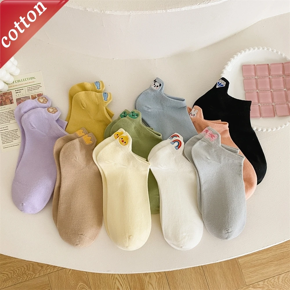 5 Pairs Women's Socks Set Korean Cute Kawaii Dopamine Cartoon Animal Rainbow Embroidery Invisible Cotton Ankle Socks For Girl
5 Pairs Women's Socks Set Korean Cute Kawaii Dopamine Cartoon Animal Rainbow Embroidery Invisible Cotton Ankle Socks For Girl
