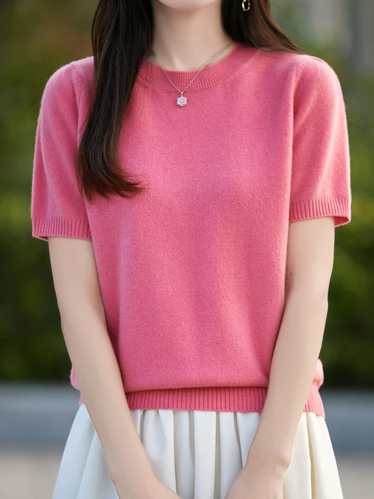 M.Chic Spring Summer Women's Short-Sleeved Sweater New Fashion Soft Tops 100% Merino Wool Pullover O-Neck Solid Color Knitwear
M.Chic Spring Summer Women's Short-Sleeved Sweater New Fashion Soft Tops 100% Merino Wool Pullover O-Neck Solid Color Knitwear