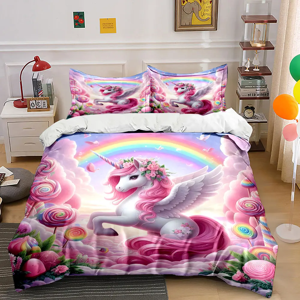 Unicorn Candyland Fantasy Set Soft Comfortable Duvet Cover Bedding Set Included 1*Duvet Cover & 2*Pillowcases, gift
Unicorn Candyland Fantasy Set Soft Comfortable Duvet Cover Bedding Set Included 1*Duvet Cover & 2*Pillowcases, gift
