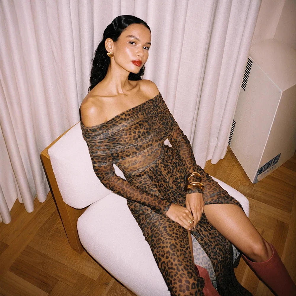 Absobe Women Autumn New Leopard Print Sheer Slit Maxi Dress Set Fashion Sexy Long Sleeve Top 2 Piece Outfit Street Partywear
Absobe Women Autumn New Leopard Print Sheer Slit Maxi Dress Set Fashion Sexy Long Sleeve Top 2 Piece Outfit Street Partywear