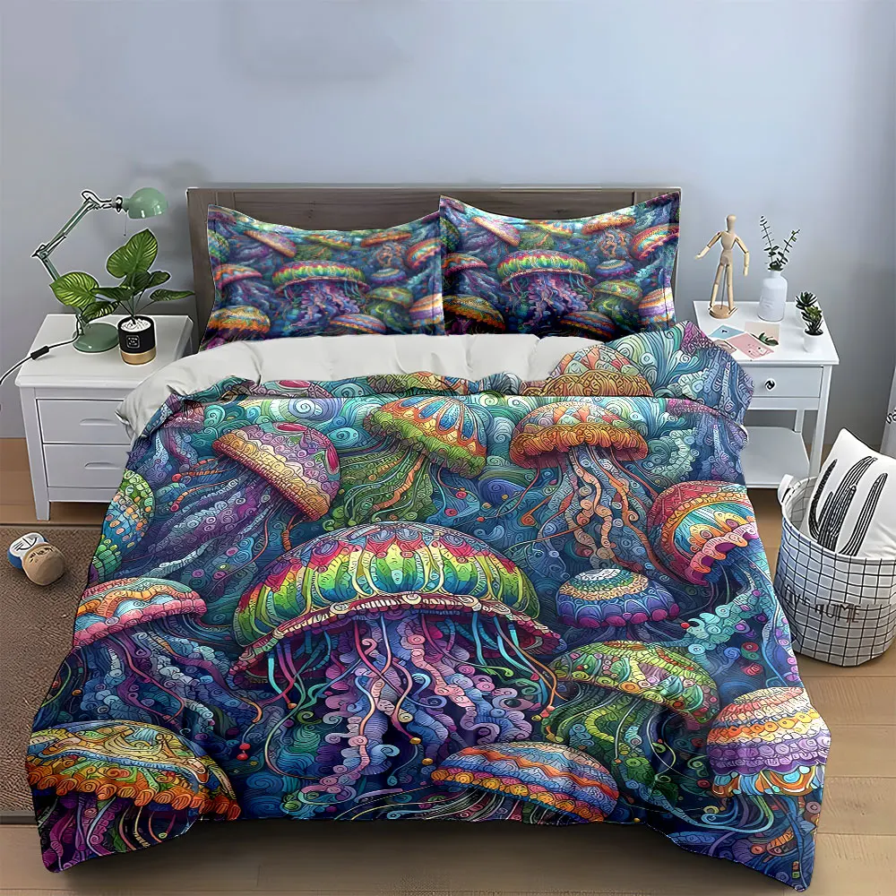 Colorful Jellyfish Art Decor Set Bedding Set with 1 Duvet Cover 2 Pillowcases Single Double King Queen, Gift
Colorful Jellyfish Art Decor Set Bedding Set with 1 Duvet Cover 2 Pillowcases Single Double King Queen, Gift