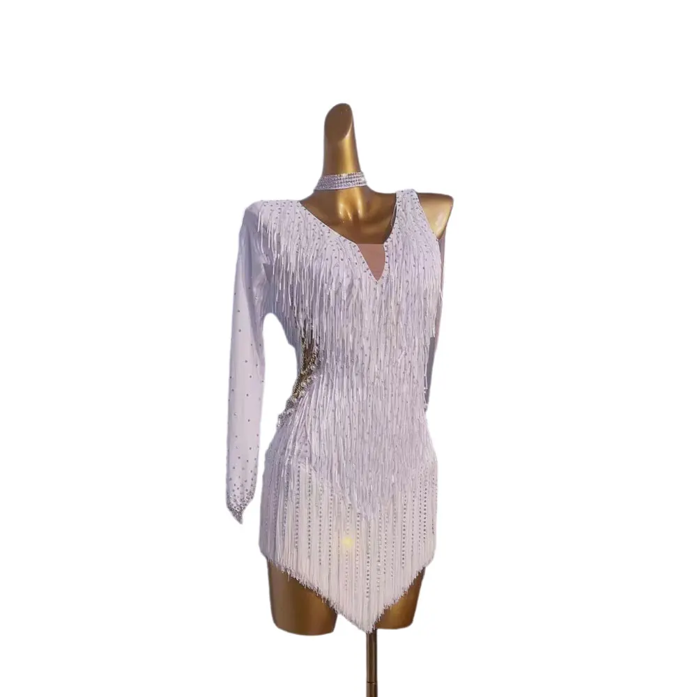 Latin Dance International Stage Women's High end Customized Diamond Strip Splicing Tassel Samba Water Diamond Performance Dress
Latin Dance International Stage Women's High end Customized Diamond Strip Splicing Tassel Samba Water Diamond Performance Dress