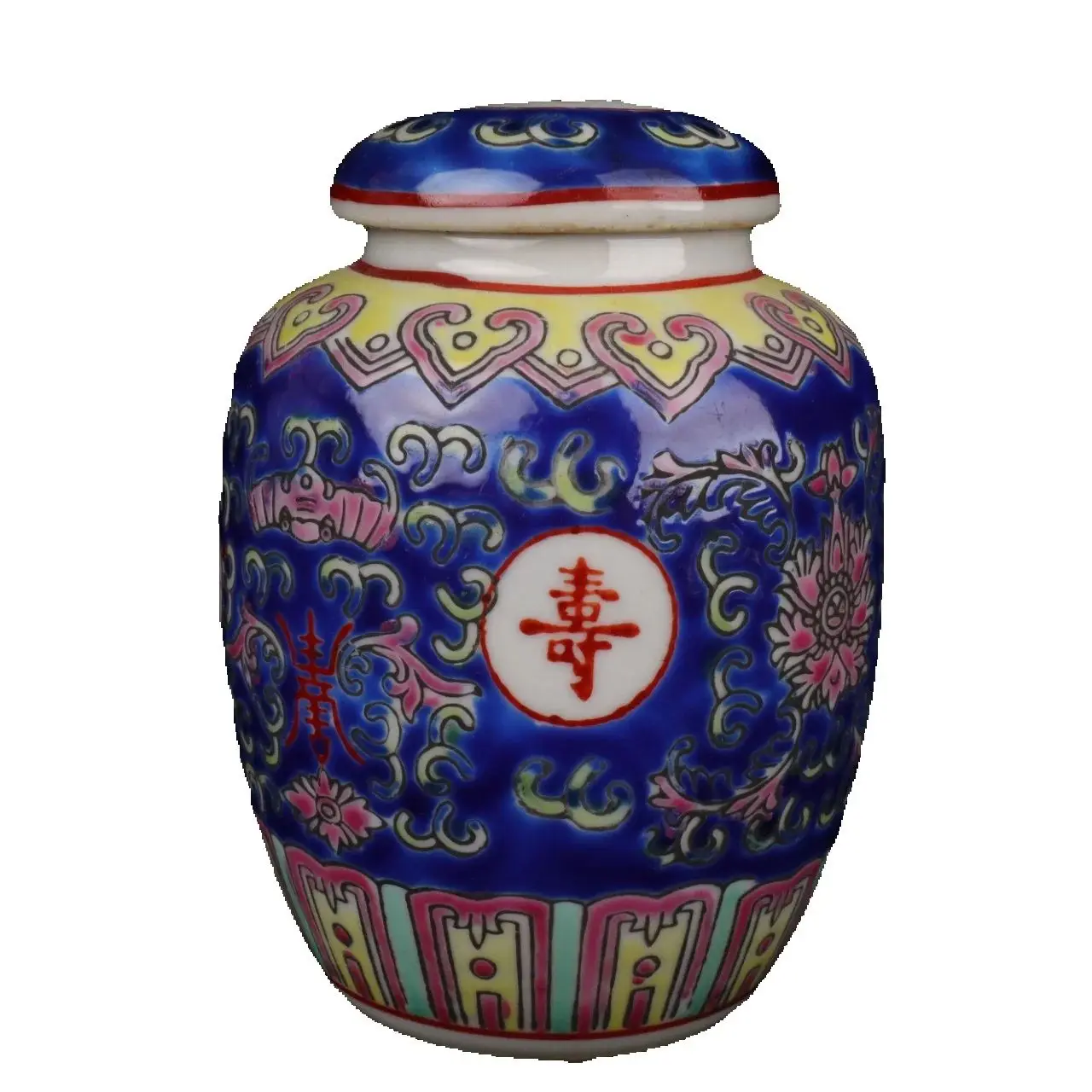 Chinese Old Porcelain Orchid base powder color endless longevity picture pattern tea can
Chinese Old Porcelain Orchid base powder color endless longevity picture pattern tea can