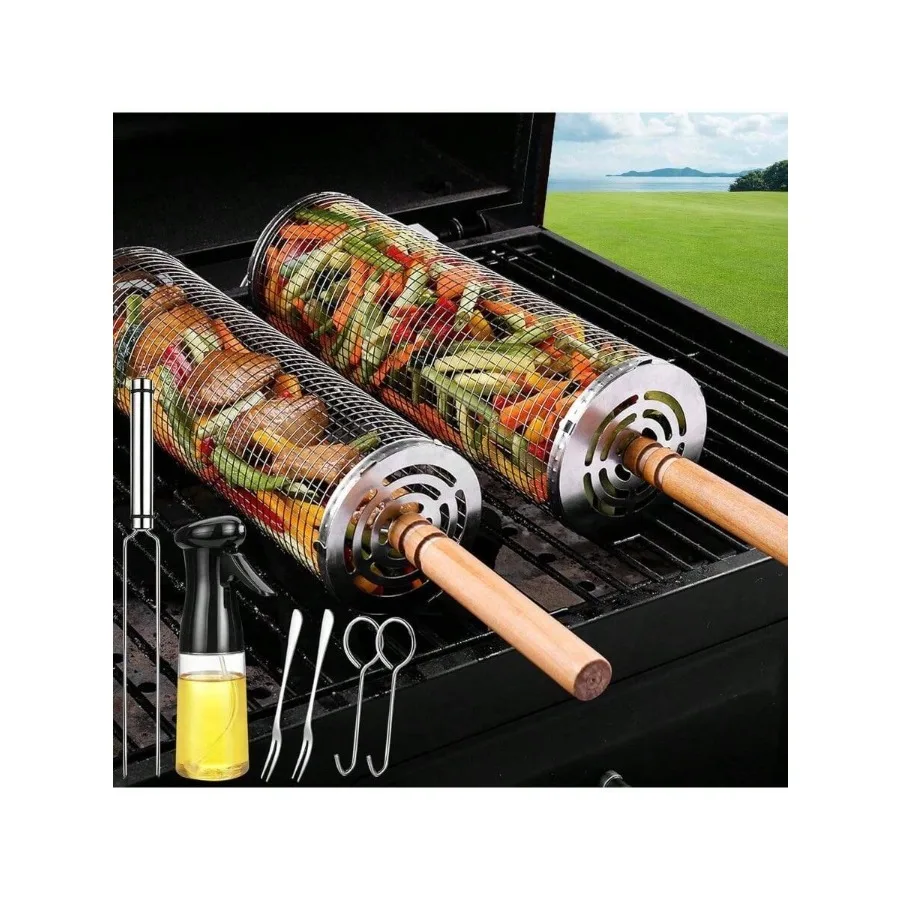 【New style】Rolling Grilling Baskets Outdoor Grill Bbq Net Tube Stainless Steel Large Round Mesh Rotation Camping Barbecue Cylin
【New style】Rolling Grilling Baskets Outdoor Grill Bbq Net Tube Stainless Steel Large Round Mesh Rotation Camping Barbecue Cylin