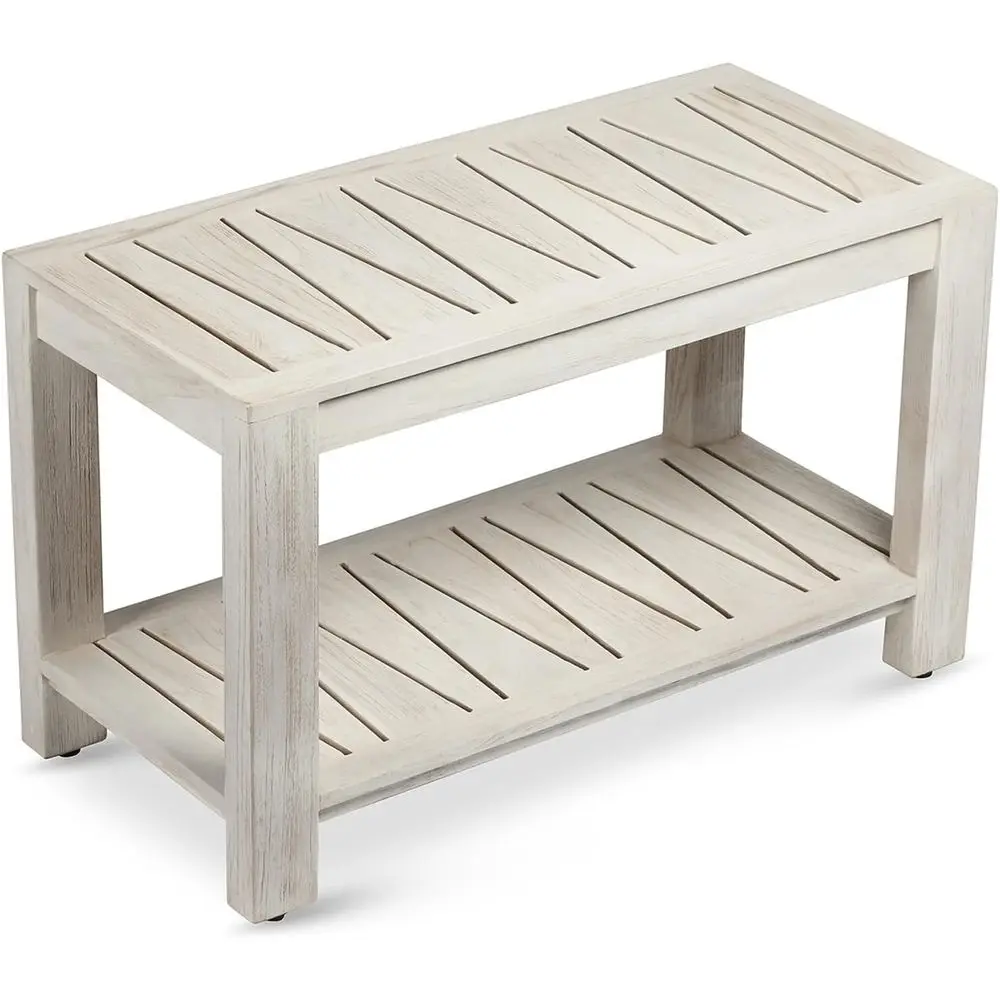 Rustic Grey Wash 30 Wide Teak Shower Bench with Shel, Fully Assembled, Water-Resistant Spa Seat for Bathroom & Entryway
Rustic Grey Wash 30 Wide Teak Shower Bench with Shel, Fully Assembled, Water-Resistant Spa Seat for Bathroom & Entryway