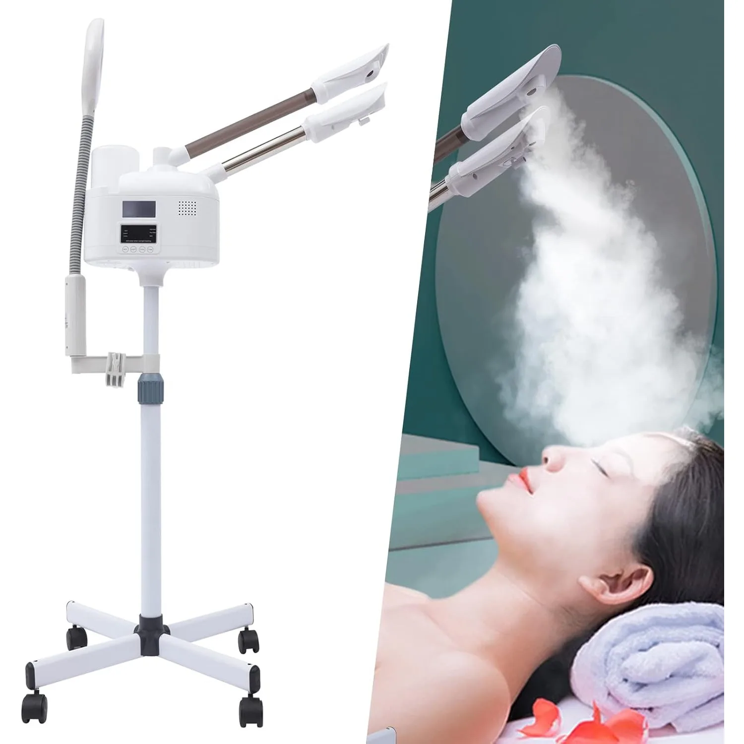 Professional 3 in 1 Facial Steamer Upgrade Esthetician Steamer with hot & Cold Nozzle LED Magnifying Lamp Beauty Salon Spa for Home, Beauty Salons and Spas, Adjustable Height Angle, with Universal Wheels
Professional 3 in 1 Facial Steamer Upgrade Esthetician Steamer with hot & Cold Nozzle LED Magnifying Lamp Beauty Salon Spa for Home, Beauty Salons and Spas, Adjustable Height Angle, with Universal Wheels