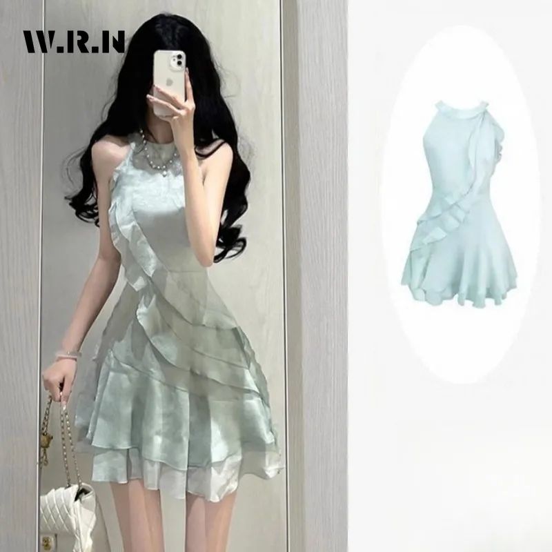 Women Sexy Sleeveless Round Neck Solid Sheath Mini Dresses 2025 Summer Hotsweet Y2K High Waist Slim Ruched Camisole Dress
Women Sexy Sleeveless Round Neck Solid Sheath Mini Dresses 2025 Summer Hotsweet Y2K High Waist Slim Ruched Camisole Dress