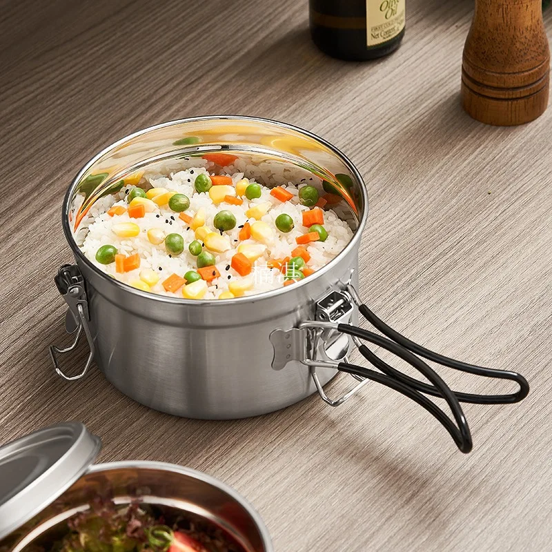 Outdoor Camping Portable Tableware Lunch Box Dining Box Mountaineering Circular Folding Handle 304 Stainless Steel Bento Pot
Outdoor Camping Portable Tableware Lunch Box Dining Box Mountaineering Circular Folding Handle 304 Stainless Steel Bento Pot