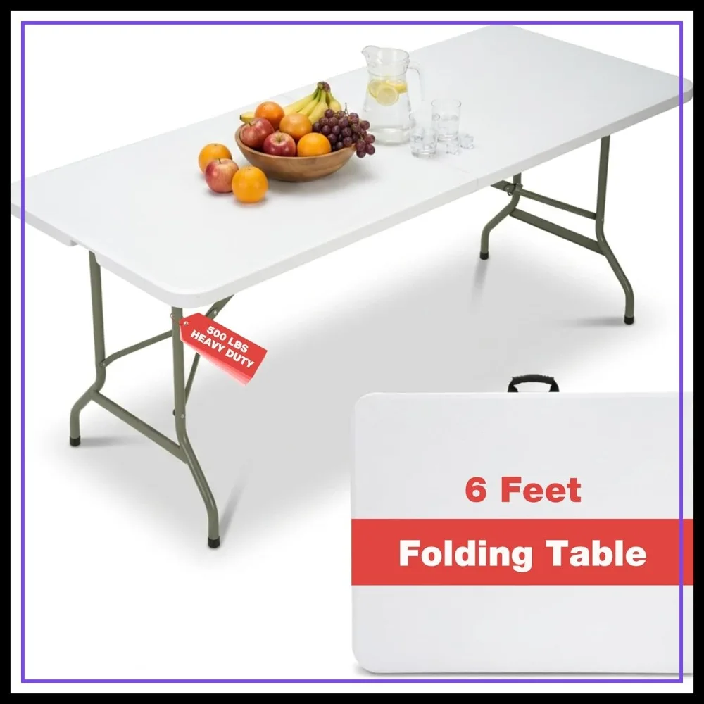 6ft Folding Table 500lbs Capacity HDPE Top Steel Legs Heavy Duty Portable for Outdoor
6ft Folding Table 500lbs Capacity HDPE Top Steel Legs Heavy Duty Portable for Outdoor