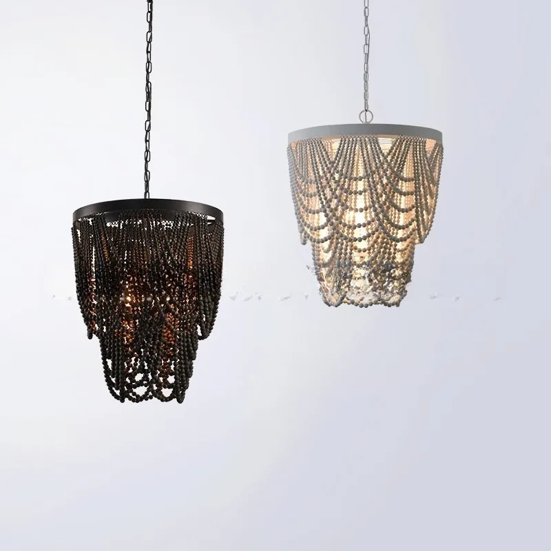 American retro simple wooden bead chandelier French pastoral living room dining room
American retro simple wooden bead chandelier French pastoral living room dining room