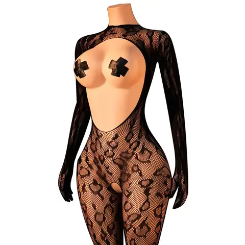 Hot Hot Open Bra Sexy Lingerie Leopard Print Porno Babydoll Sleepwear Teddies porno Bodysuits Nightwear