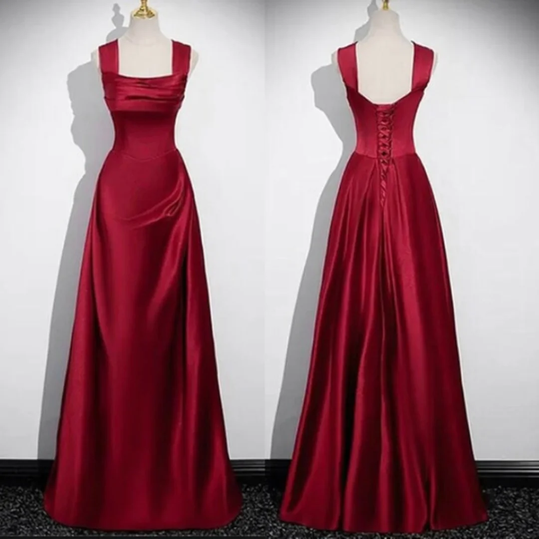 Satin Square Collar A-line Evening Dress Spaghetti Straps Sleeveless Pleated Cocktail Gown Elegant Backless Lace Up Prom Dress
Satin Square Collar A-line Evening Dress Spaghetti Straps Sleeveless Pleated Cocktail Gown Elegant Backless Lace Up Prom Dress
